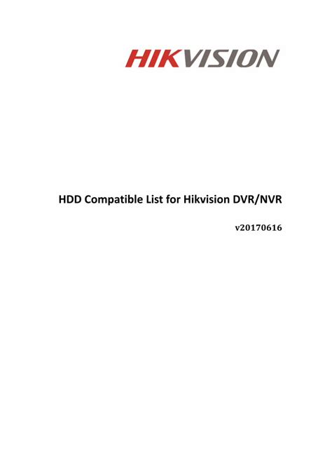 HDD Compatible List for Hikvision DVR/NVR.